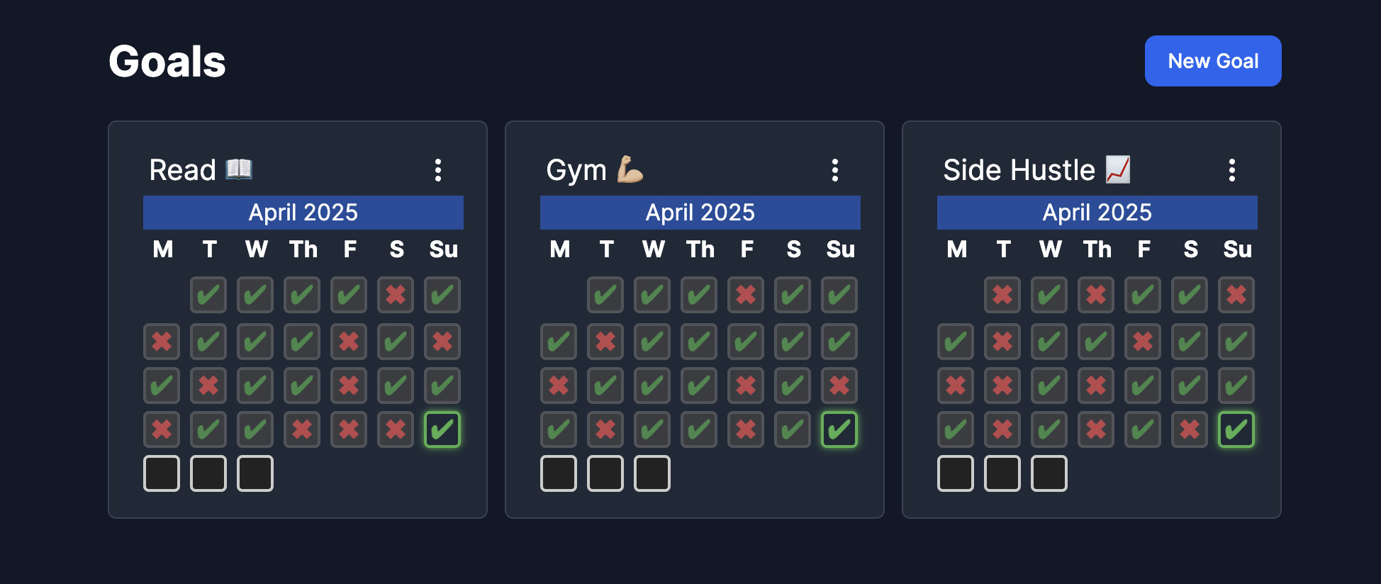 Set goals screenshot